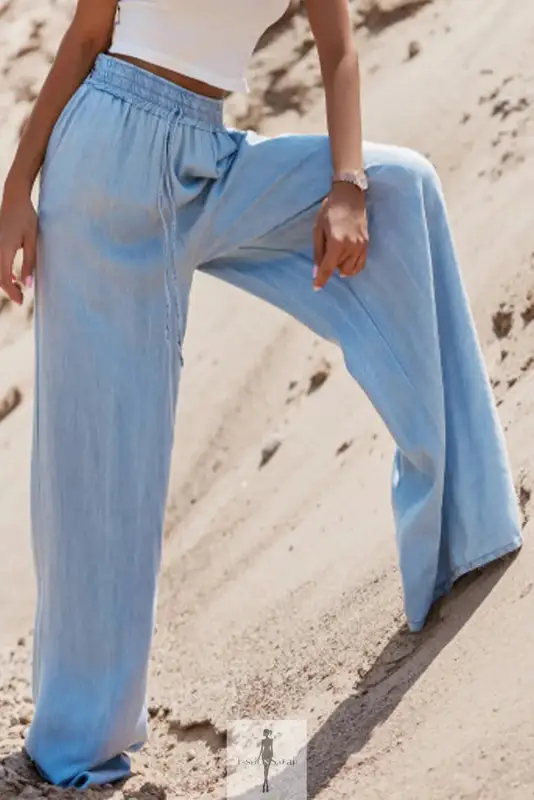 High Waist Wide Leg Denim Pants