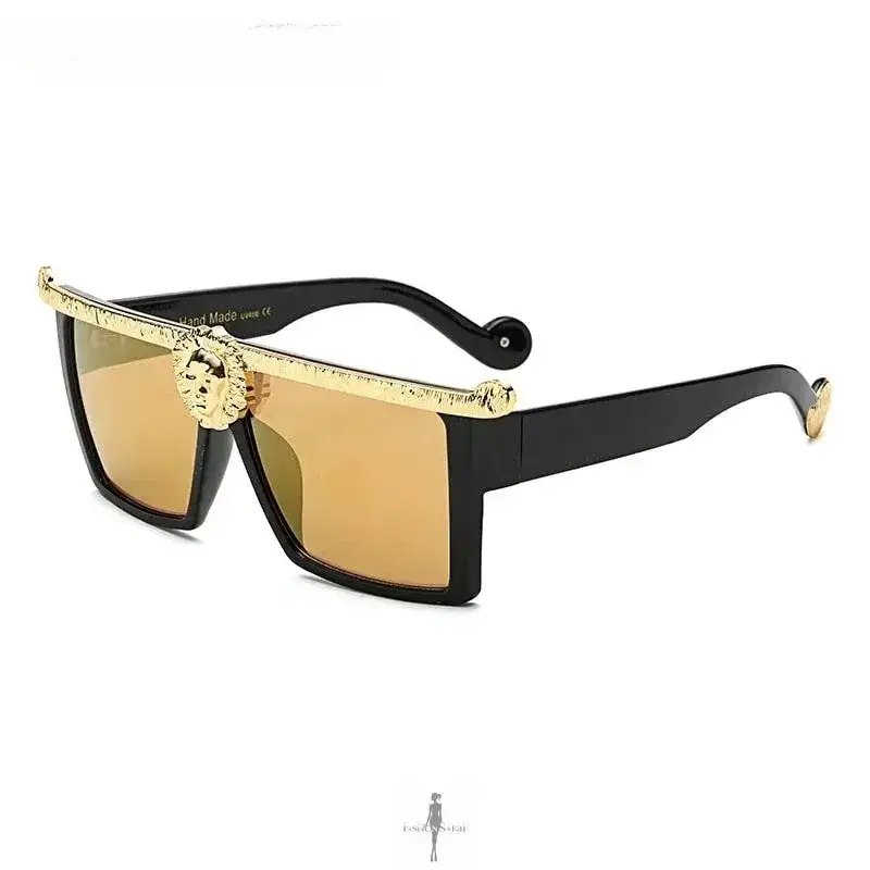 Blue Haired Woman with Lion Head Sunglasses