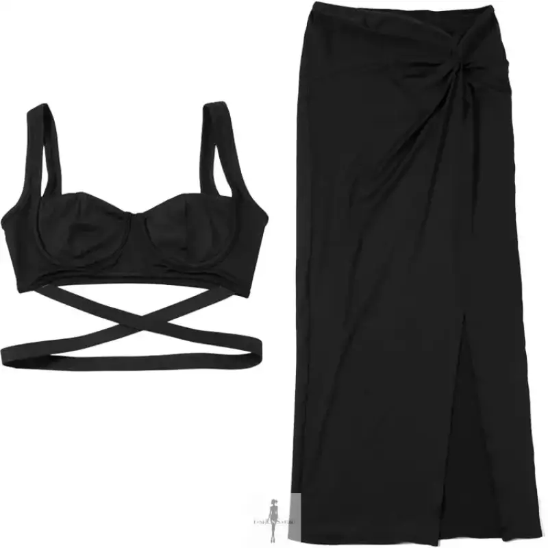 Crop Top with Skirts Beach Outfit