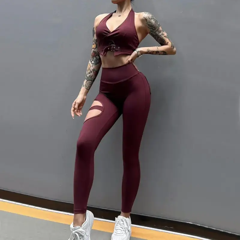Butt Lift Elastic Leggings with Belt Design