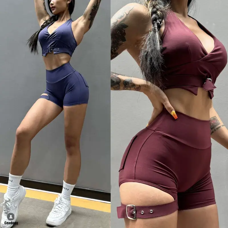 Butt Lift Elastic Leggings with Belt Design