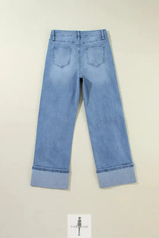 Blue High Rise Ripped Jeans