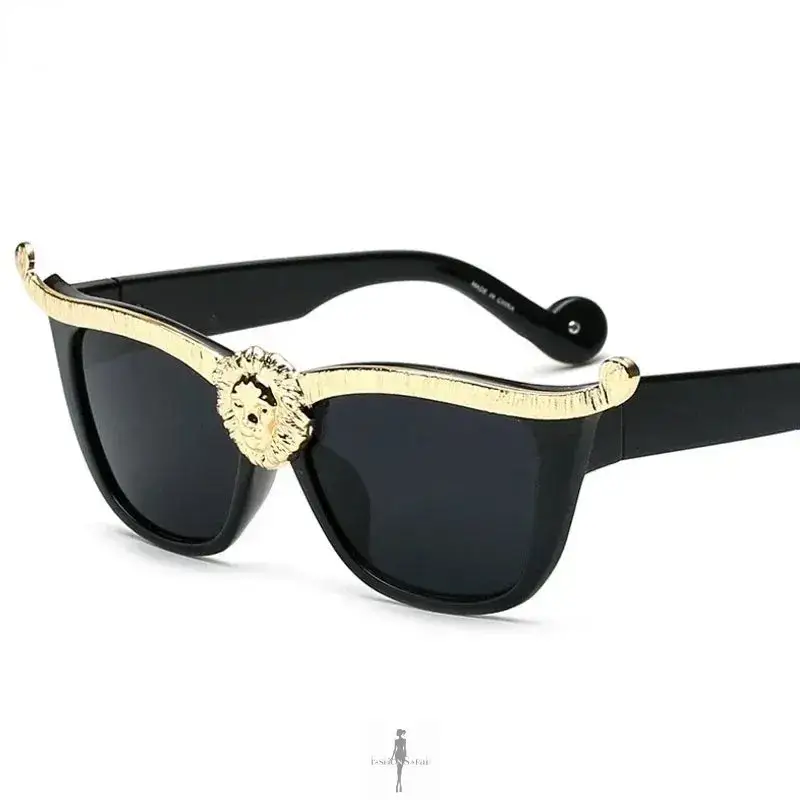 Blue Haired Woman with Lion Head Sunglasses