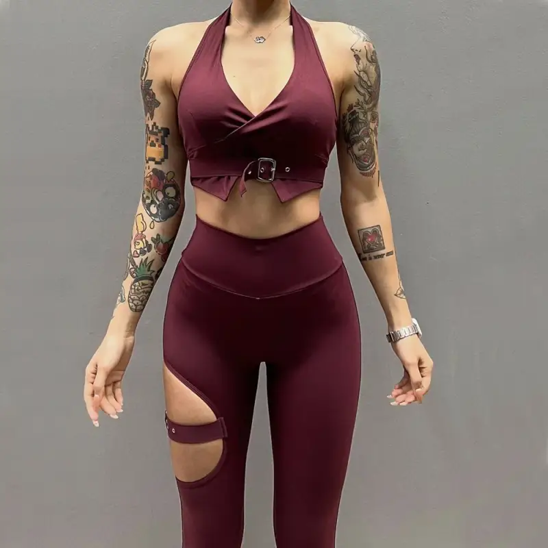 Butt Lift Elastic Leggings with Belt Design