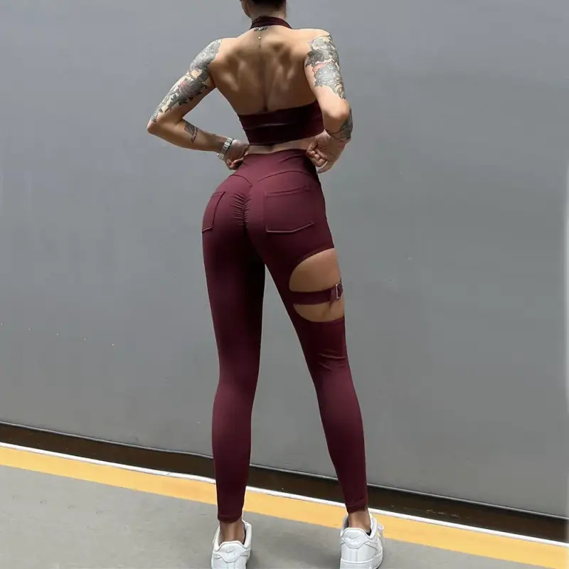 Butt Lift Elastic Leggings with Belt Design