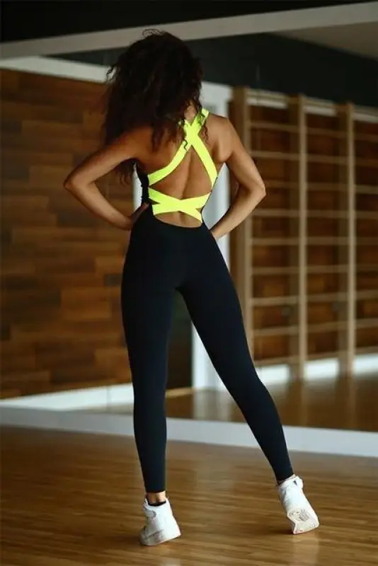 Athletic Jumpsuits Black and Green Neon Options