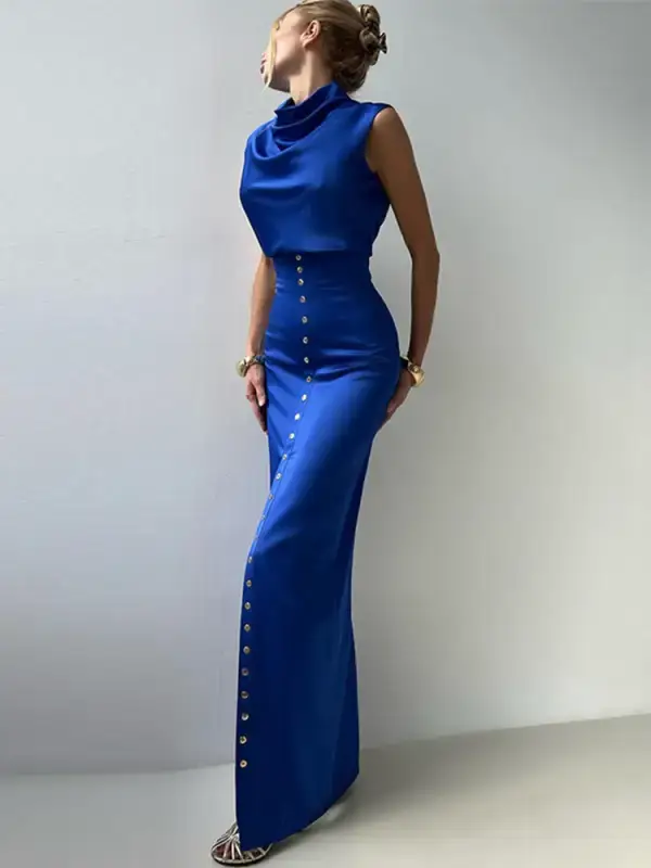 Elegant Crop Top with Long Split Skirt