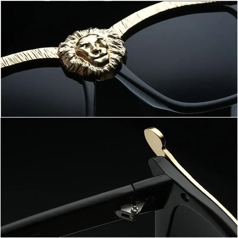 Blue Haired Woman with Lion Head Sunglasses