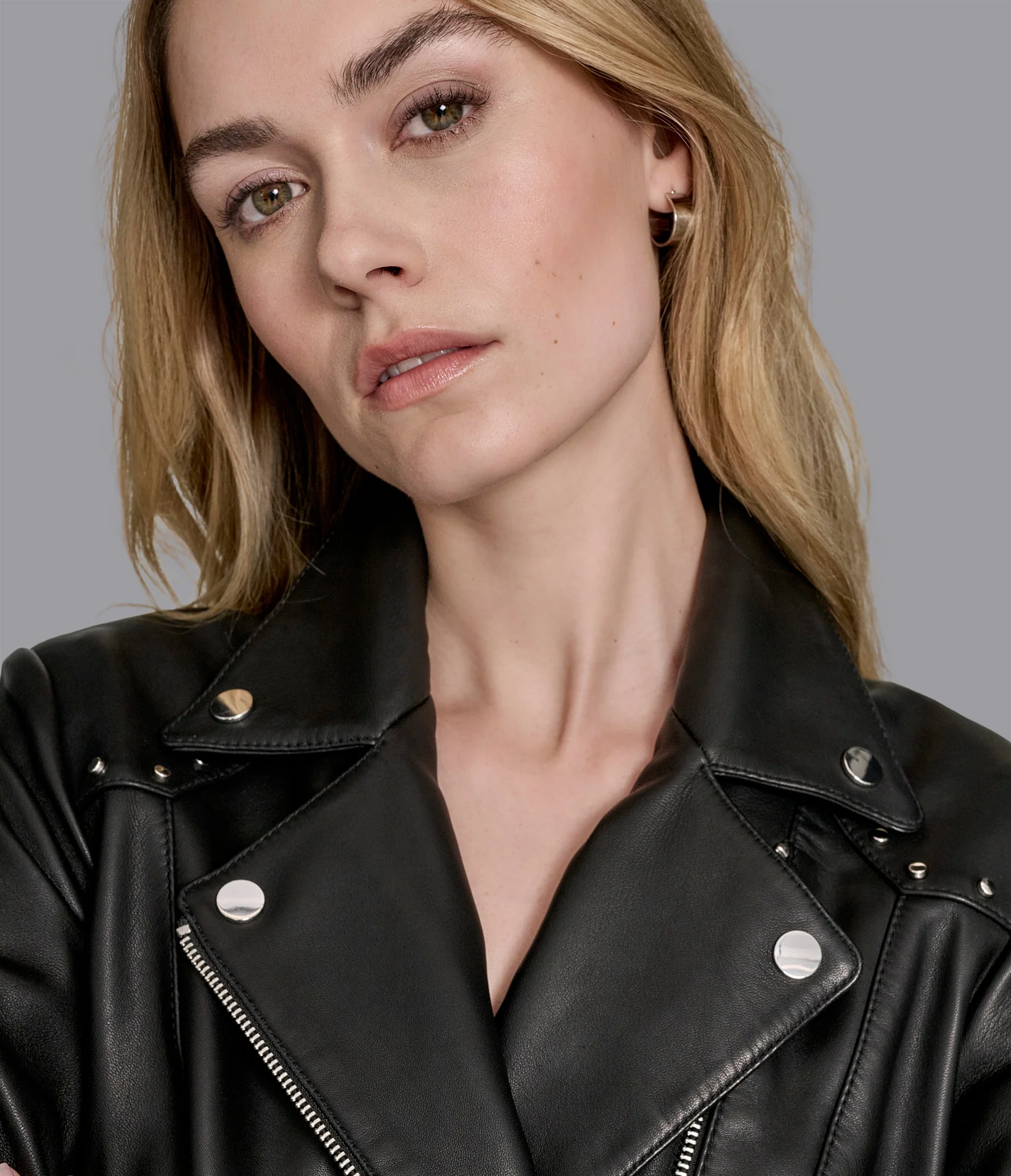 Addie Studded Asymmetric Moto Leather Jacket