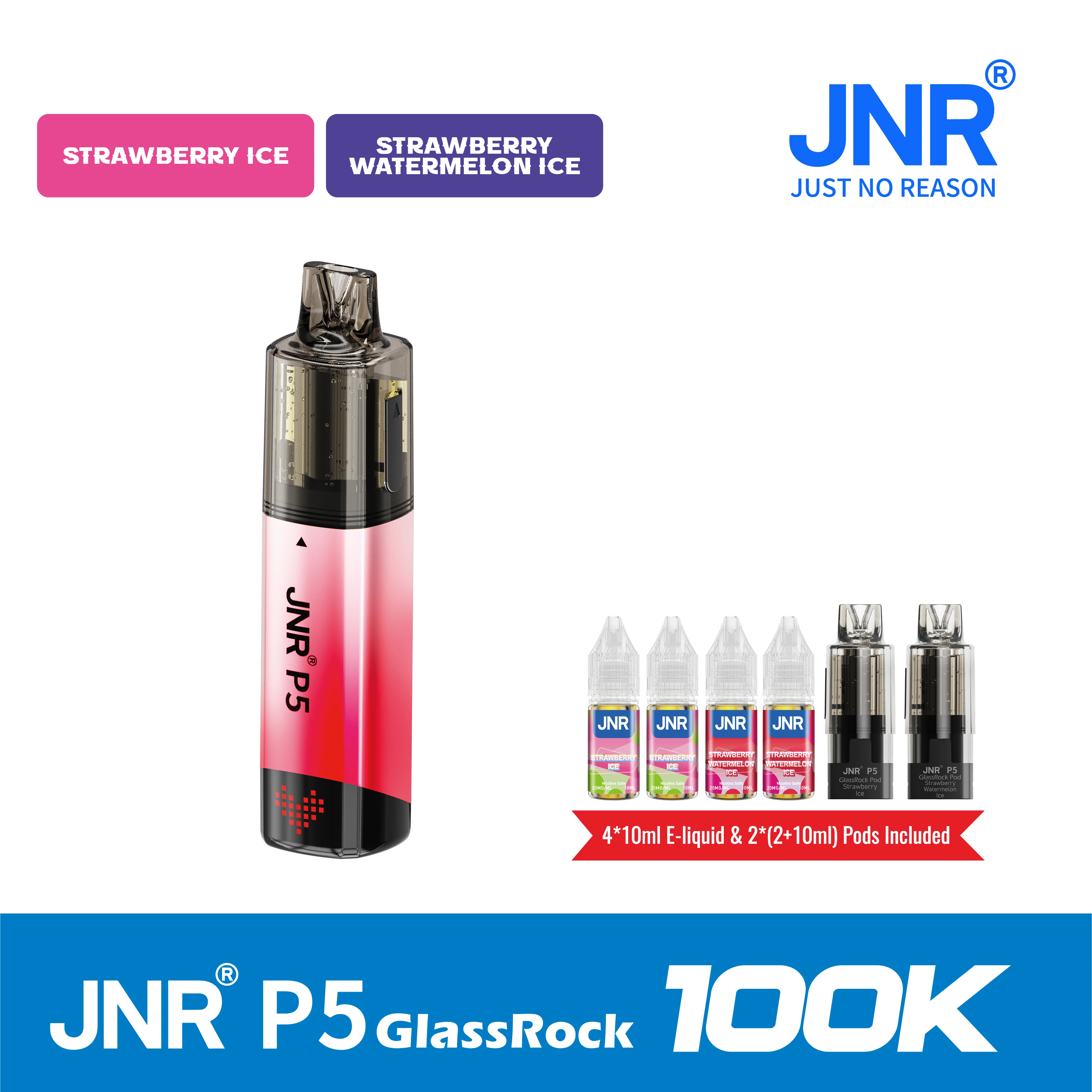 JNR Vape P5 GlassRock 100K Puffs Kit - Refillable & Replaceable Pod Vape