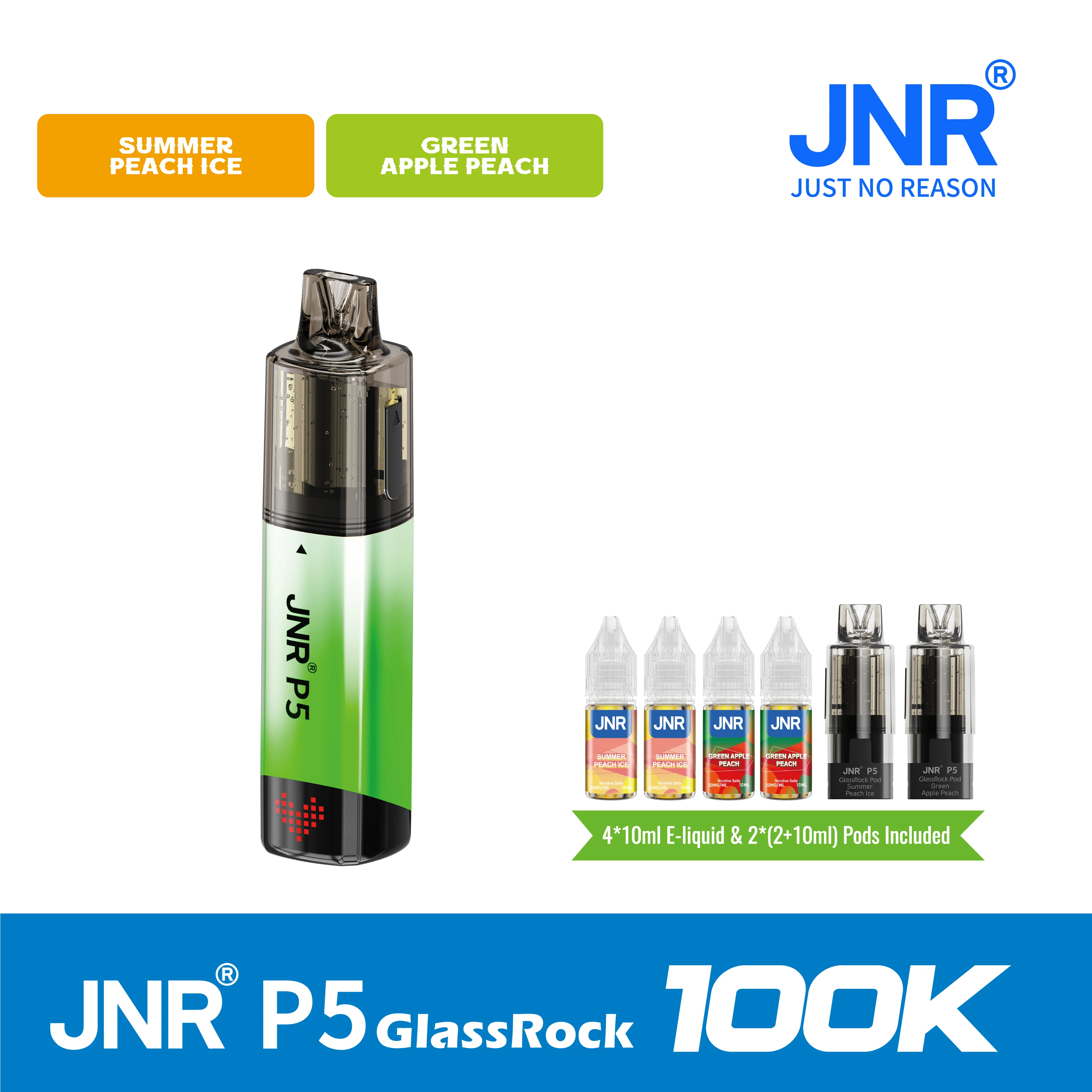 JNR Vape P5 GlassRock 100K Puffs Kit - Refillable & Replaceable Pod Vape