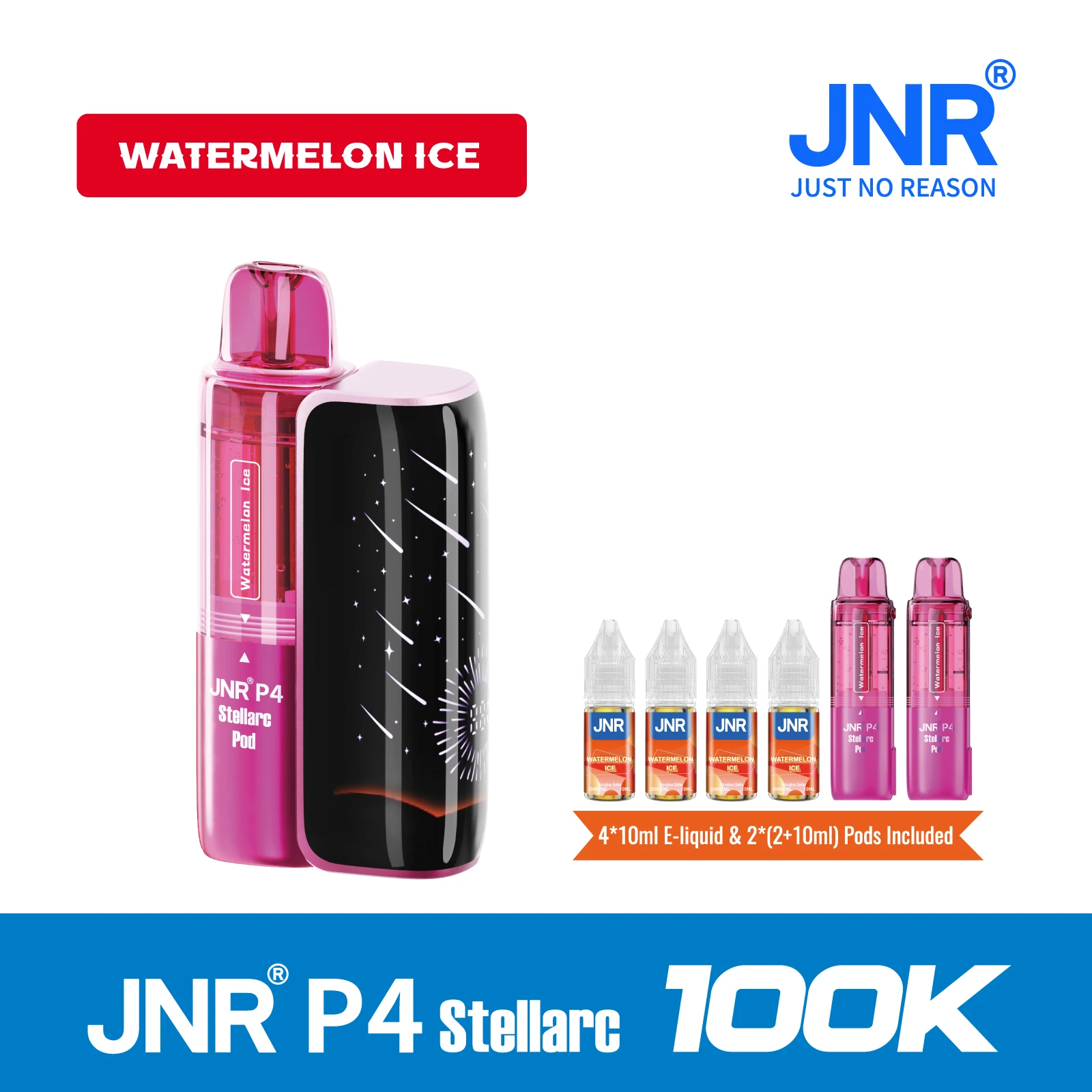 Watermelon Ice | JNR Vape P4 Stellarc 100K Puffs Kit - Refillable & Replaceable Pod Vape
