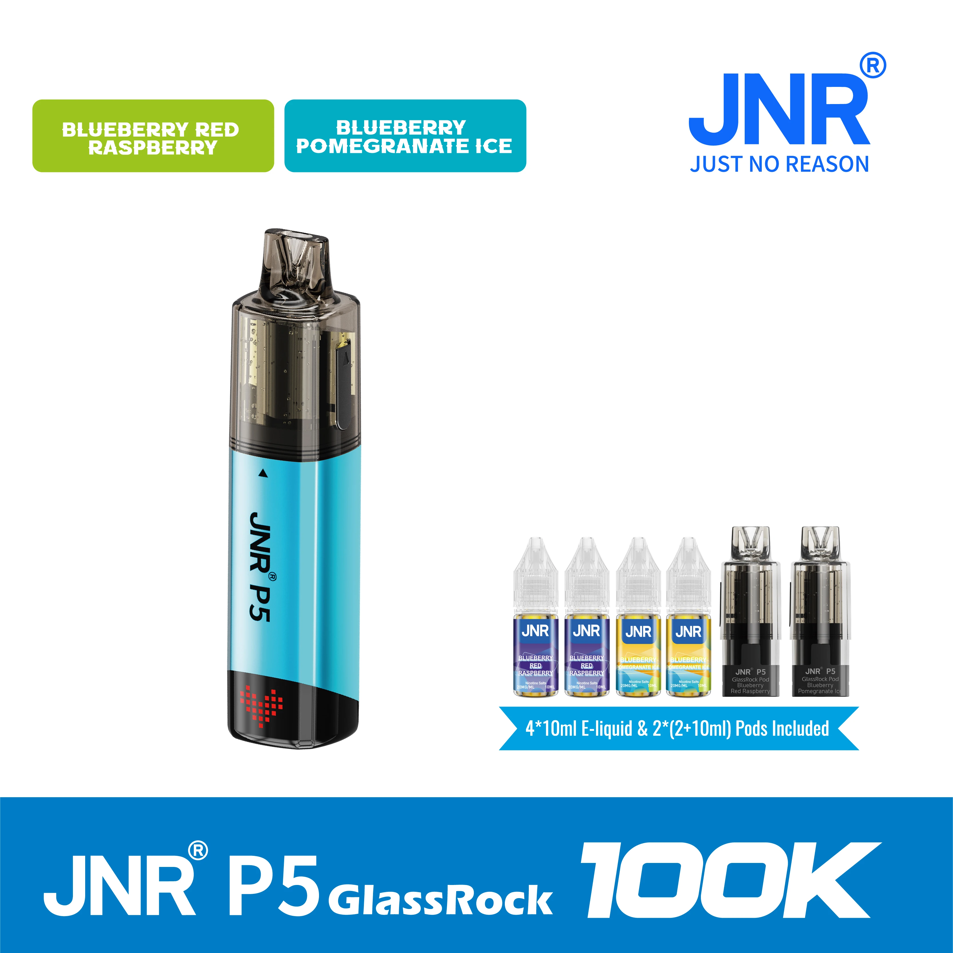 JNR Vape P5 GlassRock 100K Puffs Kit - Refillable & Replaceable Pod Vape