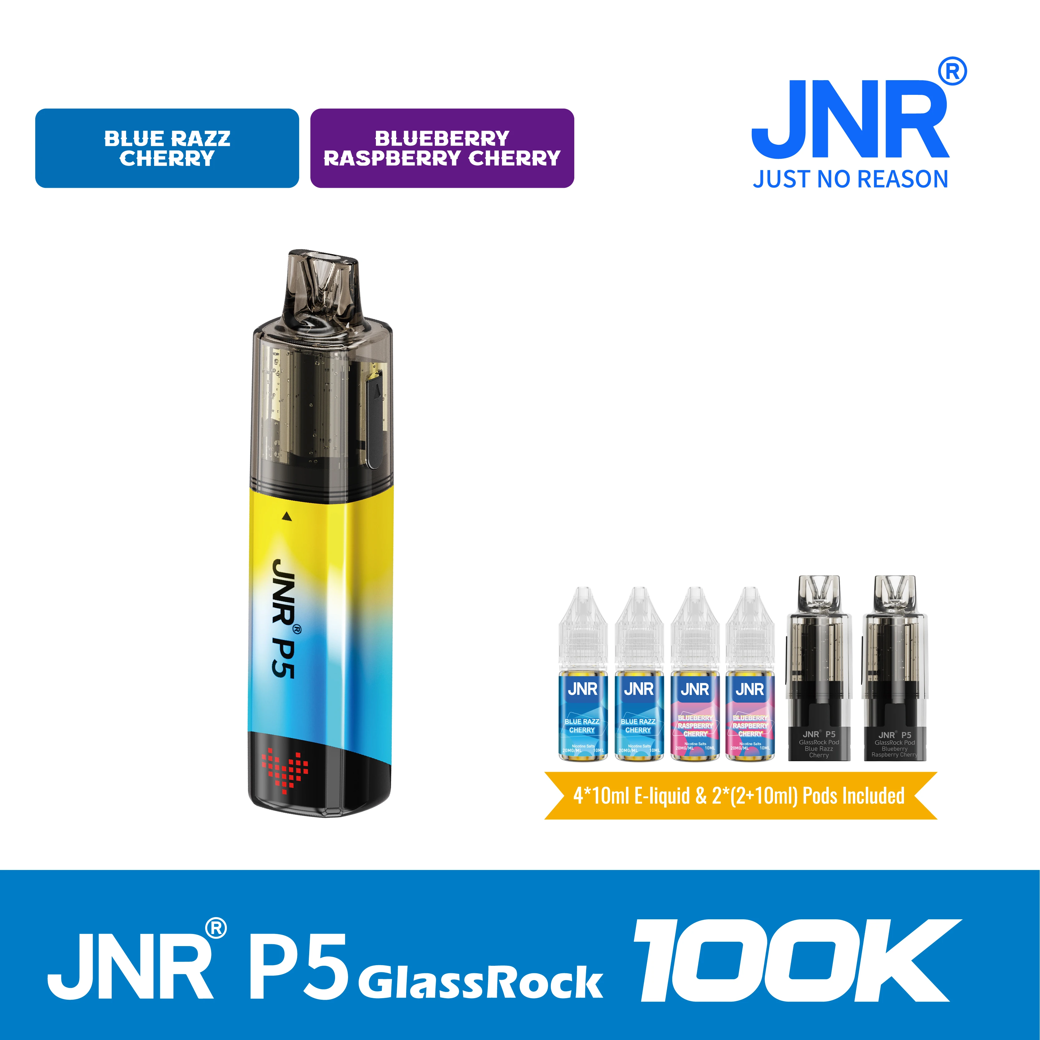 JNR Vape P5 GlassRock 100K Puffs Kit - Refillable & Replaceable Pod Vape