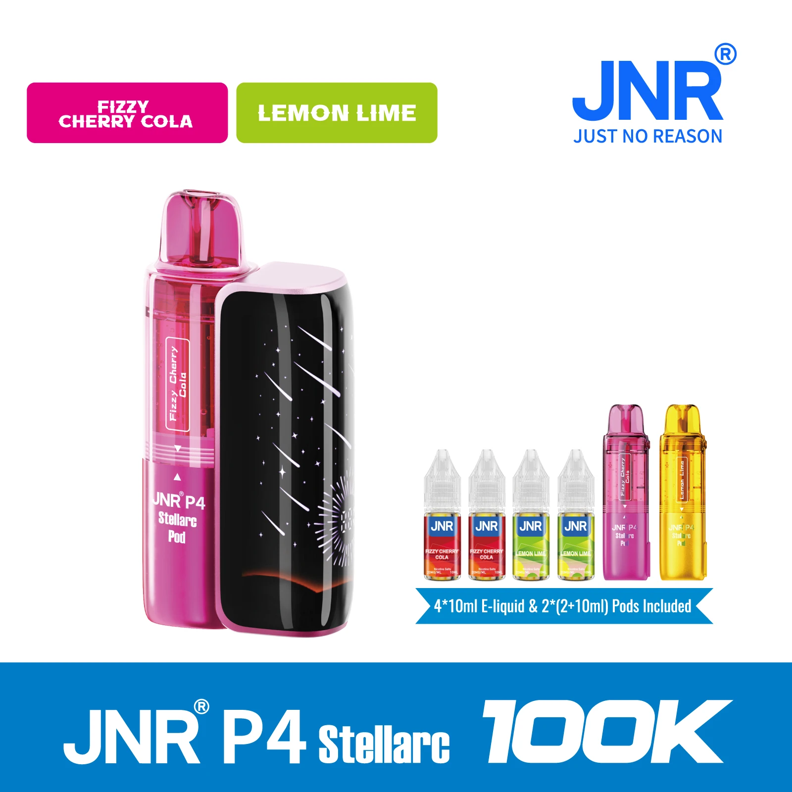Fizzy Cherry Cola | JNR Vape P4 Stellarc 100K Puffs Kit - Refillable & Replaceable Pod Vape