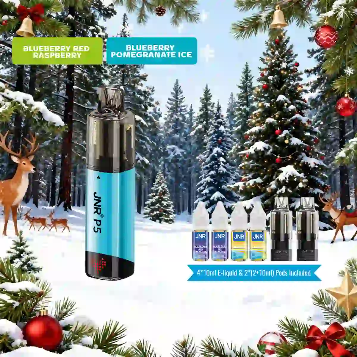 Blueberry Red Raspberry | JNR Vape P5 GlassRock 100K Puffs Kit - Refillable & Replaceable Pod Vape