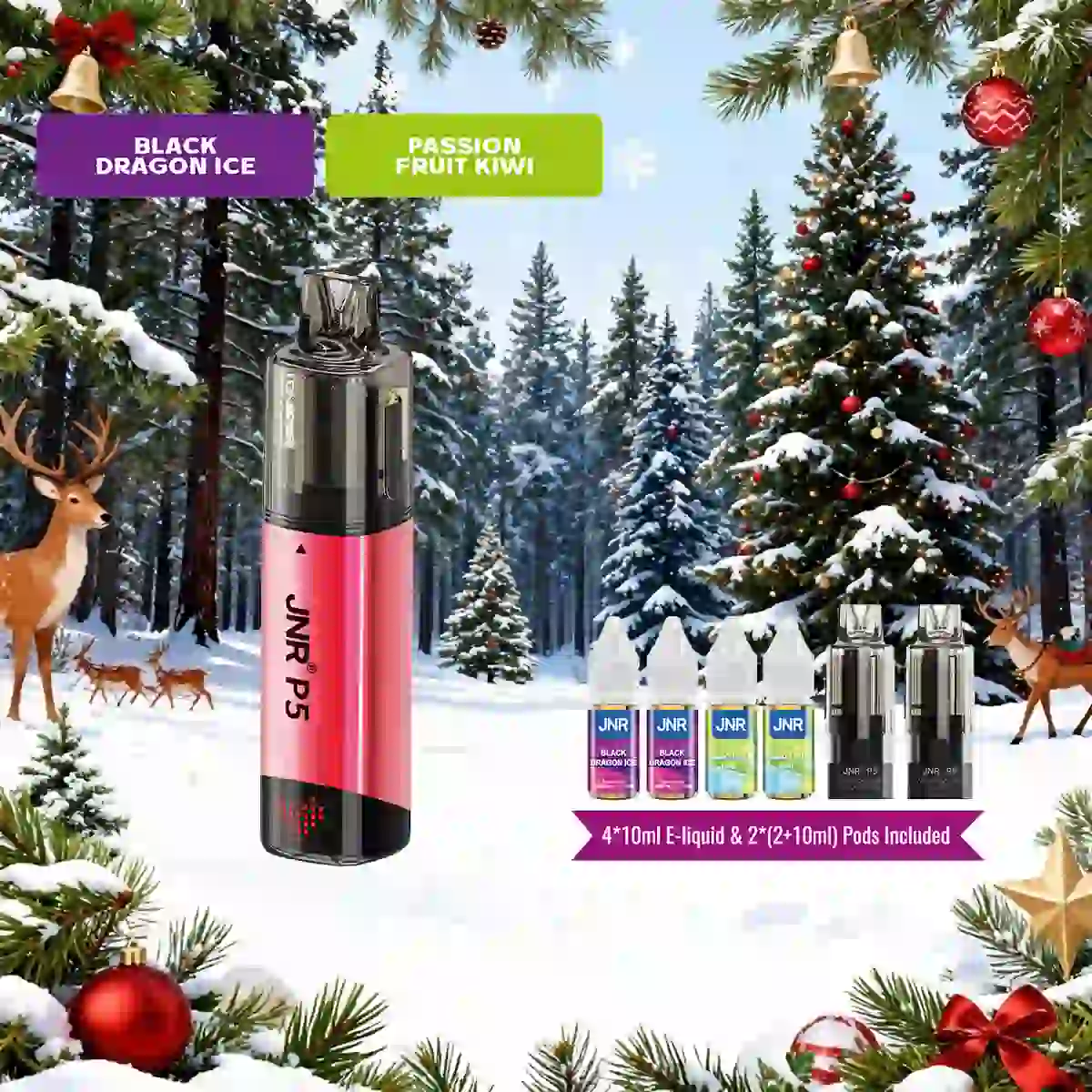 Black Dragon Ice | JNR Vape P5 GlassRock 100K Puffs Kit - Refillable & Replaceable Pod Vape