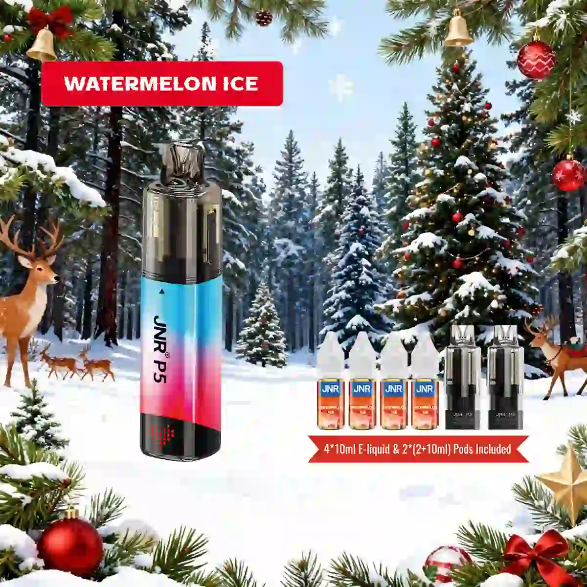 Watermelon Ice | JNR Vape P5 GlassRock 100K Puffs Kit - Refillable & Replaceable Pod Vape