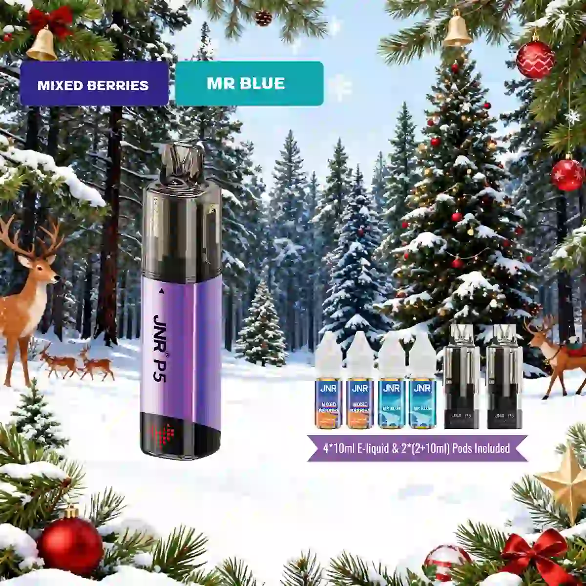 Mixed Berries | JNR Vape P5 GlassRock 100K Puffs Kit - Refillable & Replaceable Pod Vape