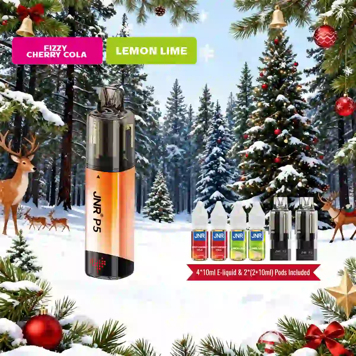 Fizzy Cherry Cola | JNR Vape P5 GlassRock 100K Puffs Kit - Refillable & Replaceable Pod Vape