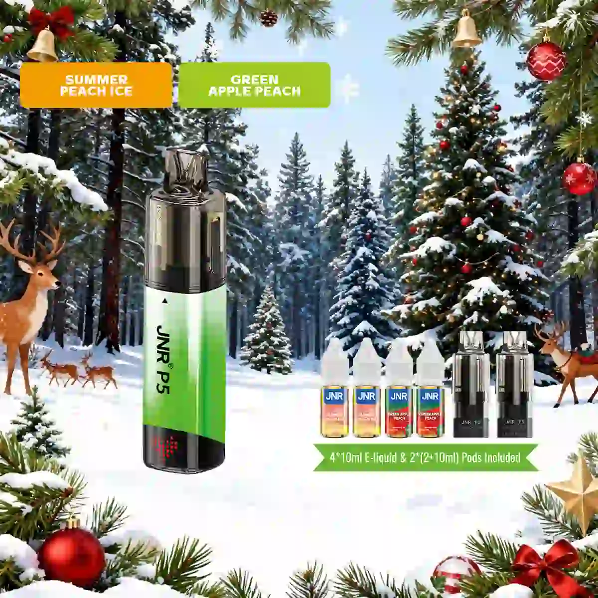 Summer Peach Ice | JNR Vape P5 GlassRock 100K Puffs Kit - Refillable & Replaceable Pod Vape