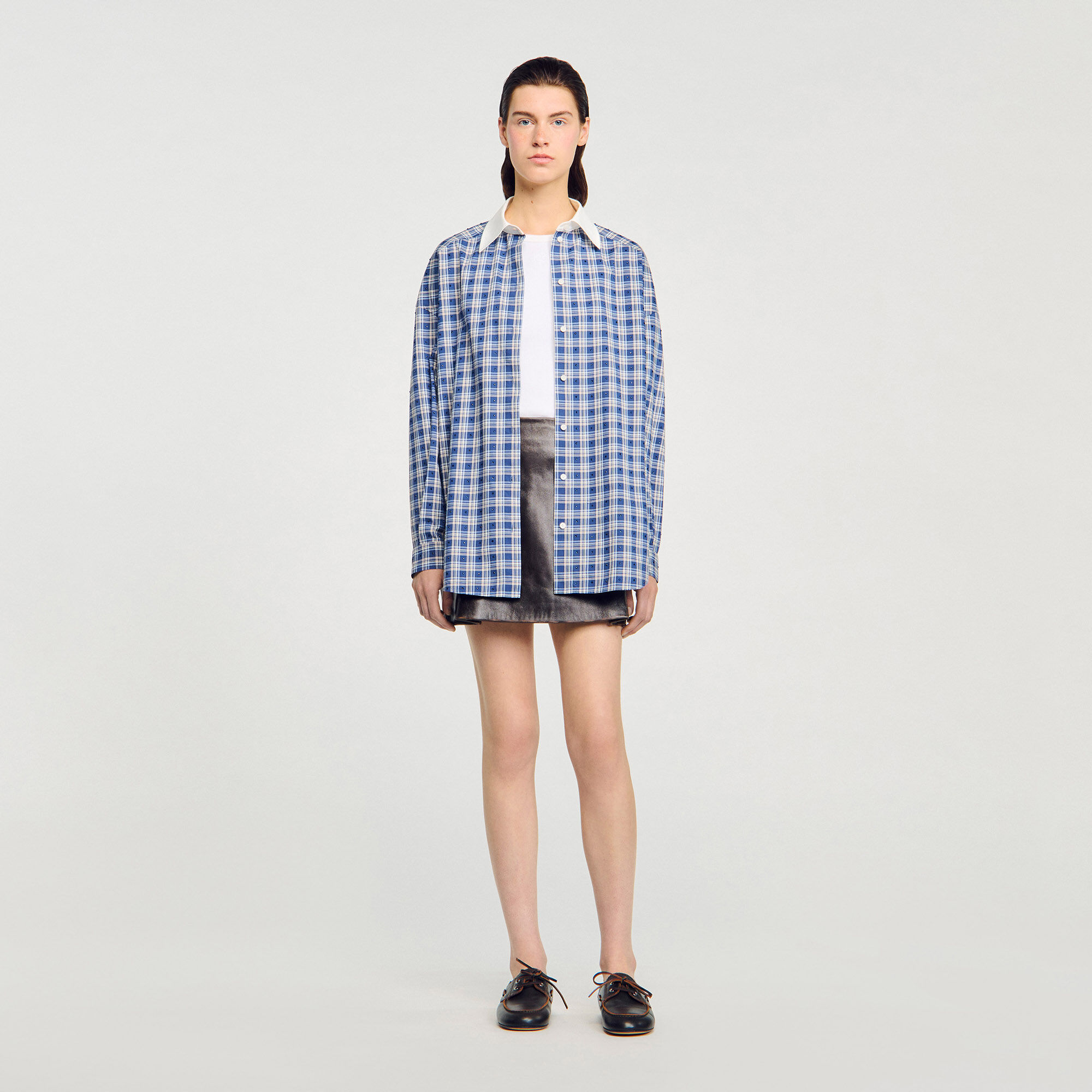 Chemise à carreaux strassée