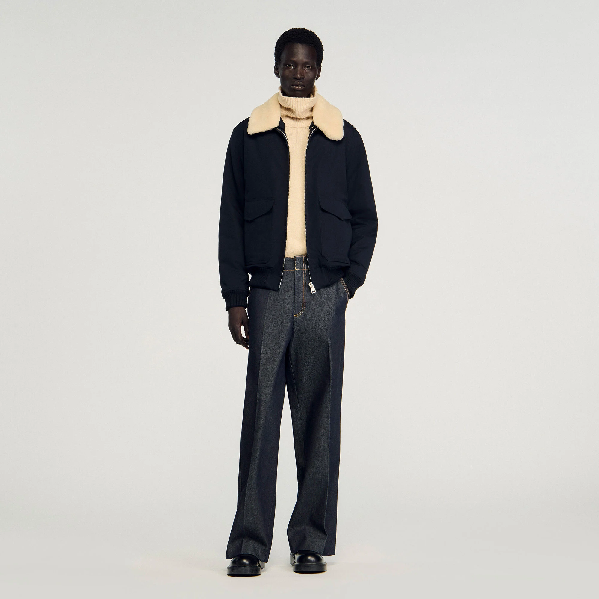 Blouson aviateur à col mouton