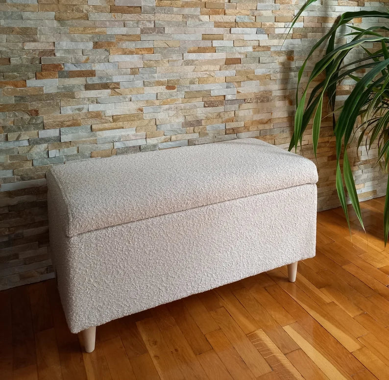 Boucle storage unit bench
