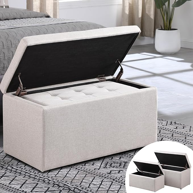 Storage Ottoman Bench with Thick Seat