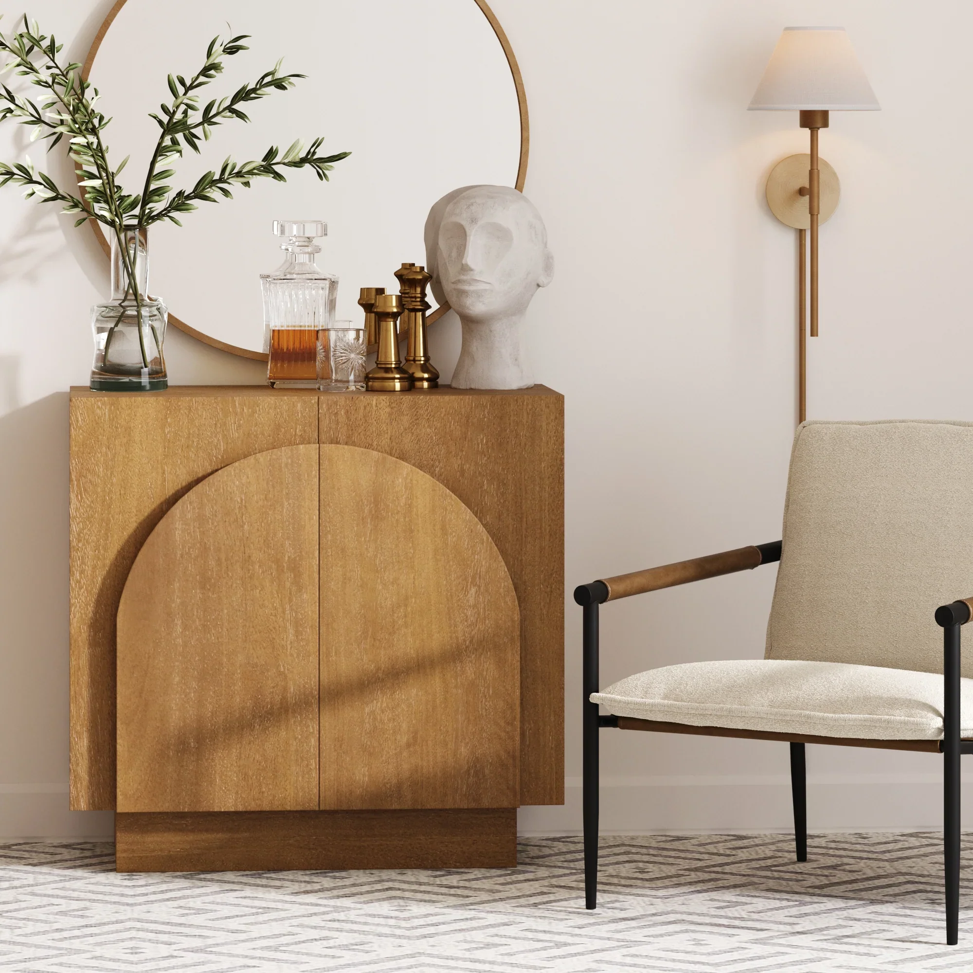 Wood Arched Storage Cabinet