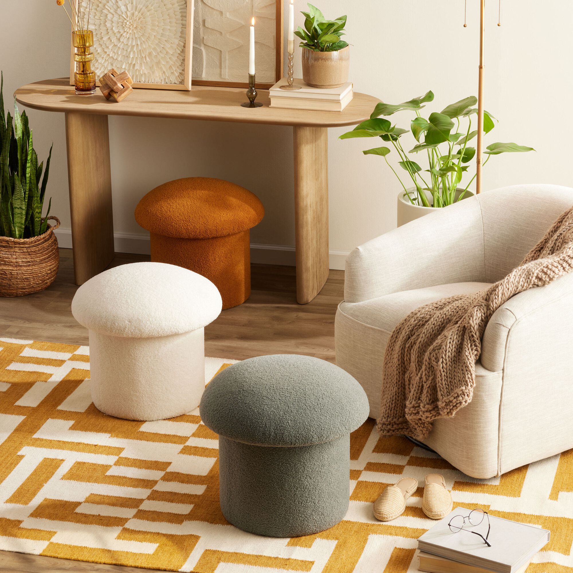 Round Storage Ottoman
