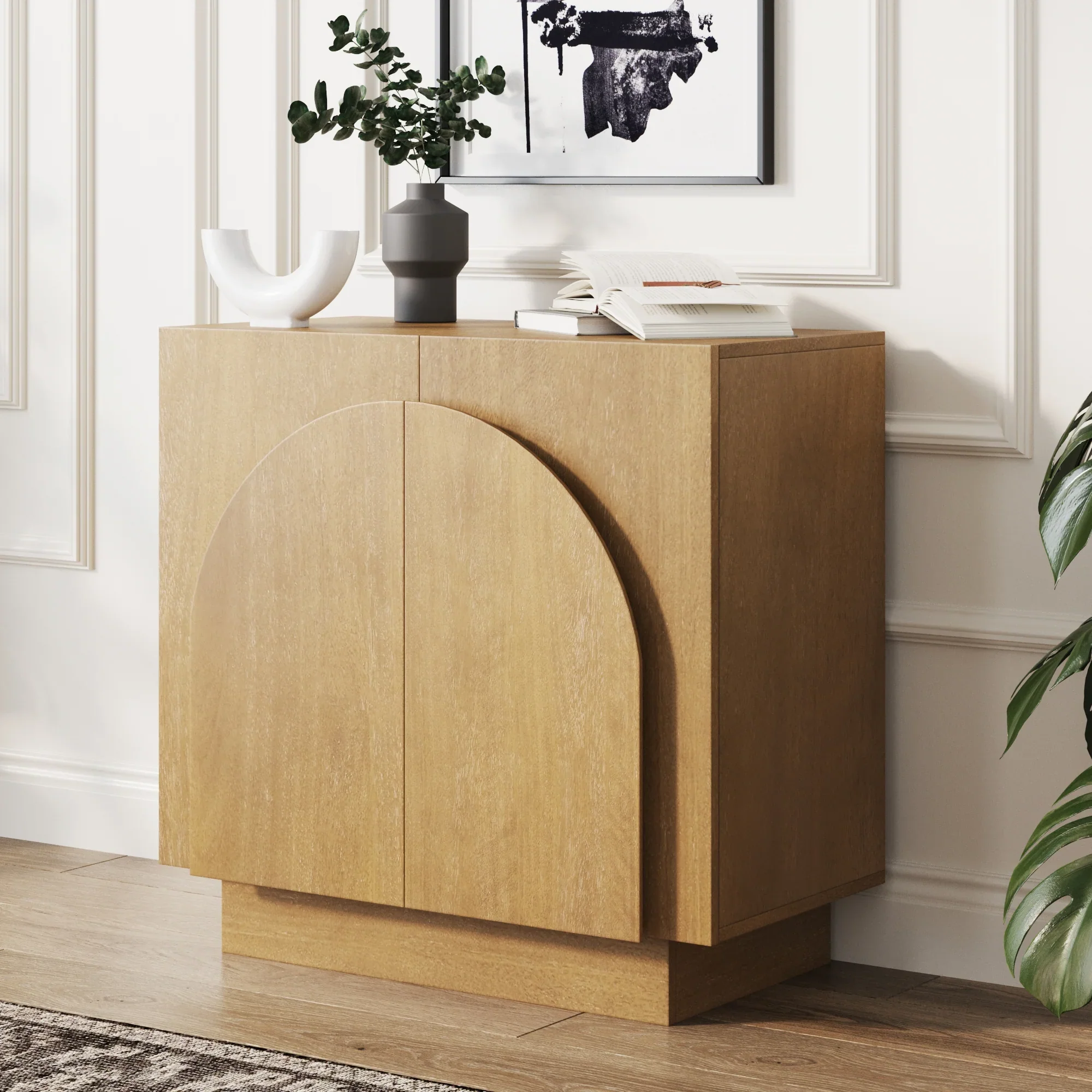 Wood Arched Storage Cabinet