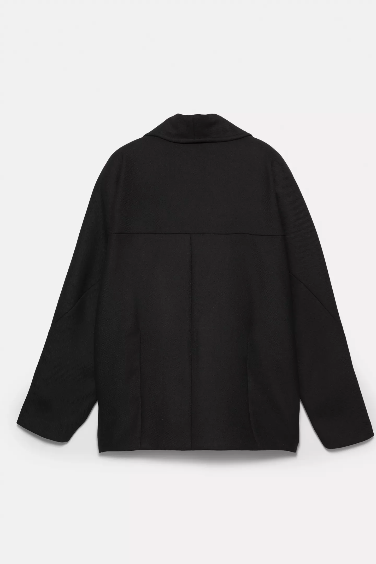 Short felt texture coat with voluminous sleeves