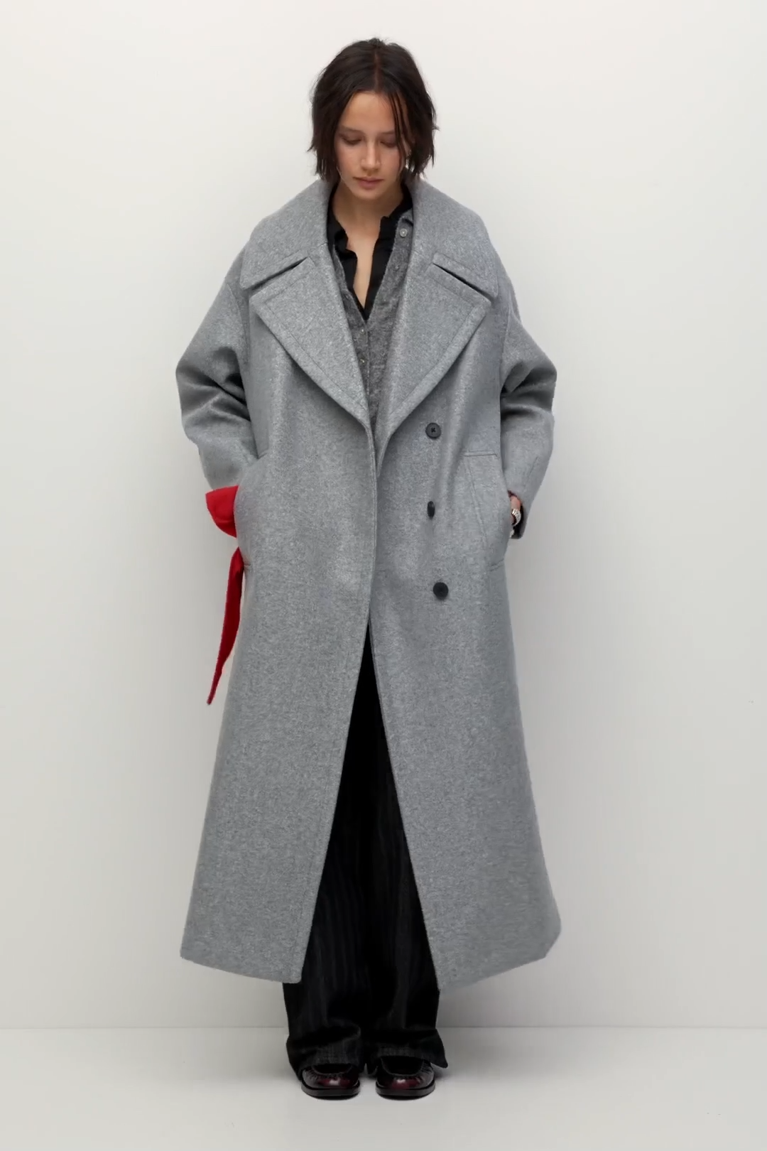Long soft felt texture coat