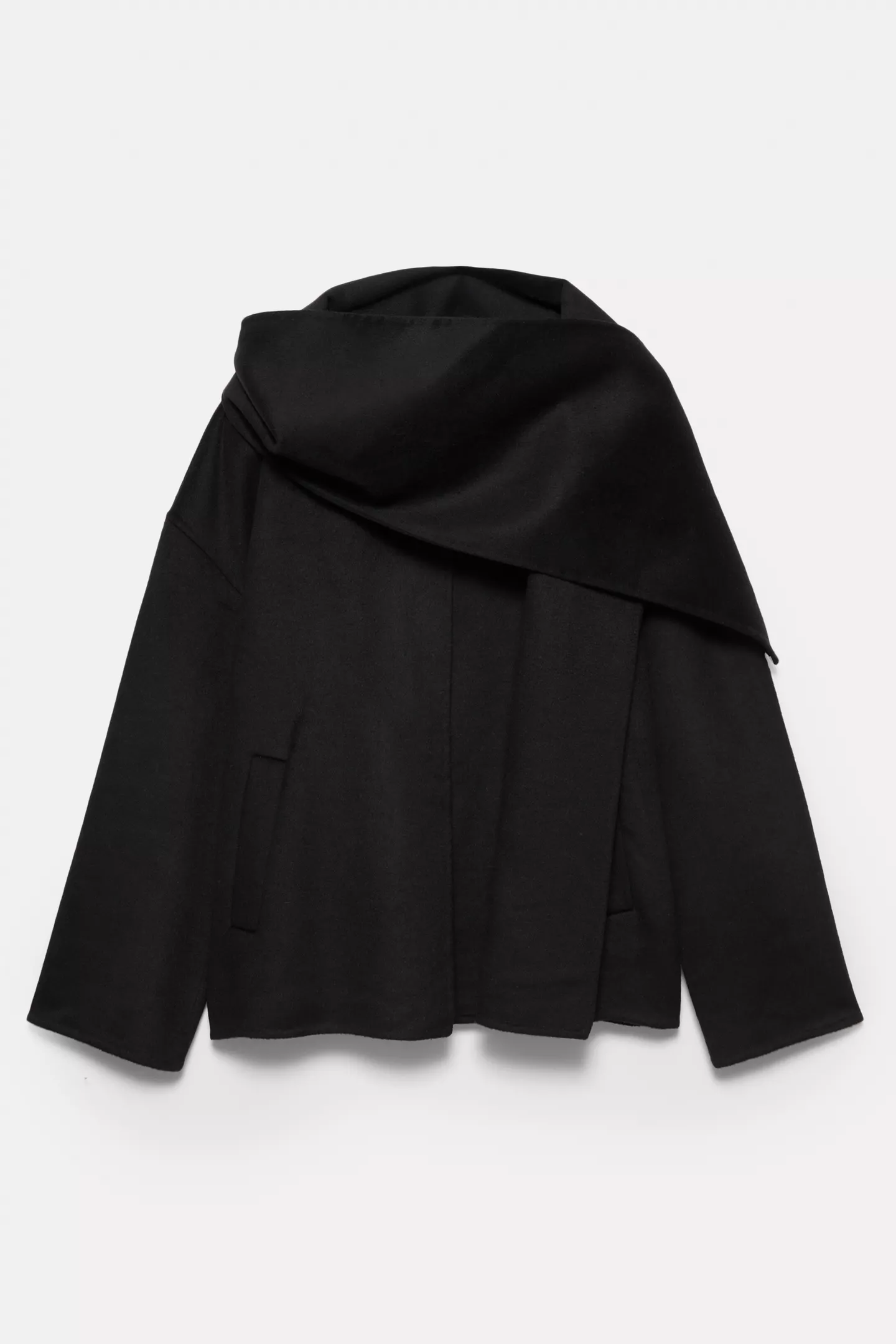 Short Wool Coat with Scarf