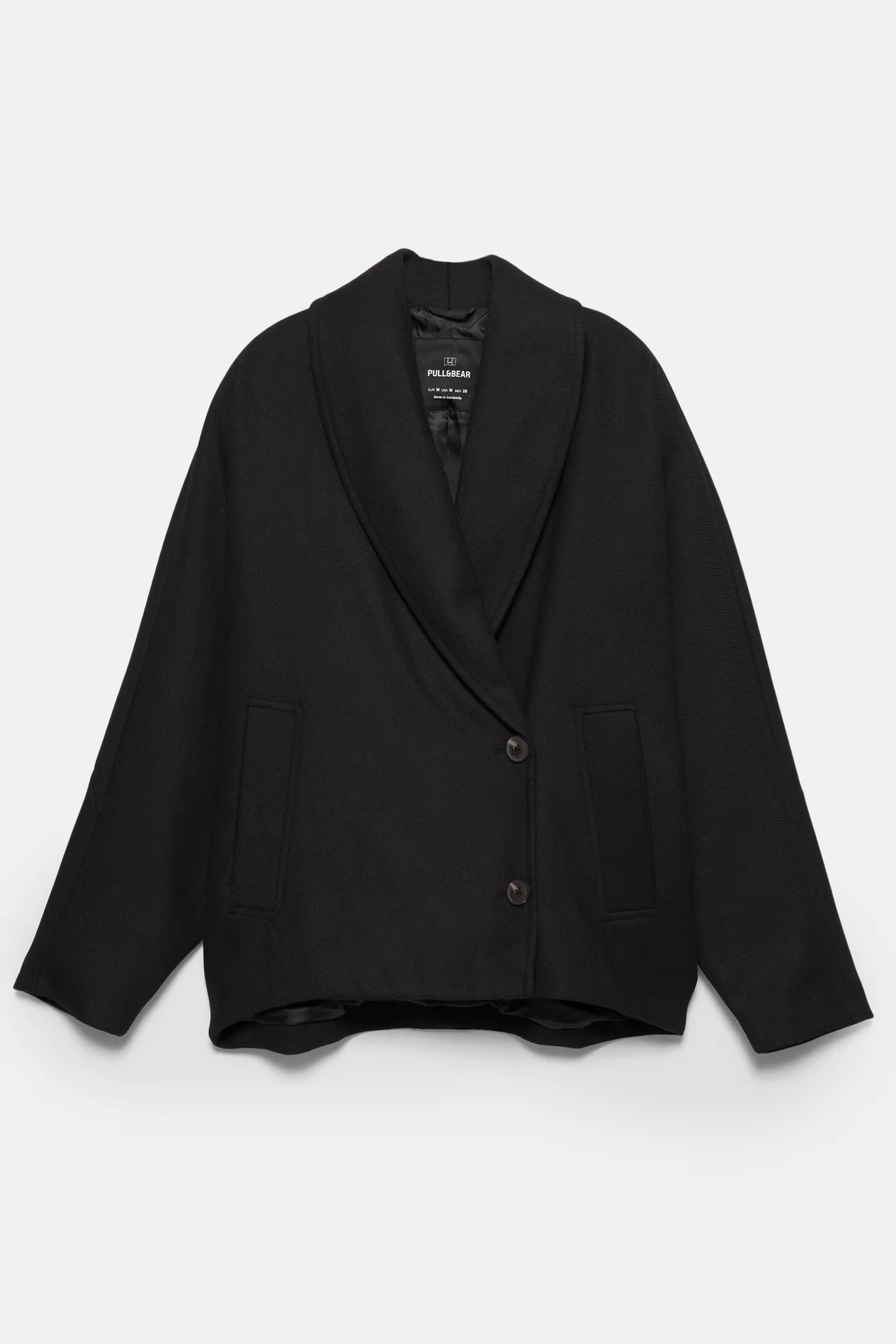 Short felt texture coat with voluminous sleeves
