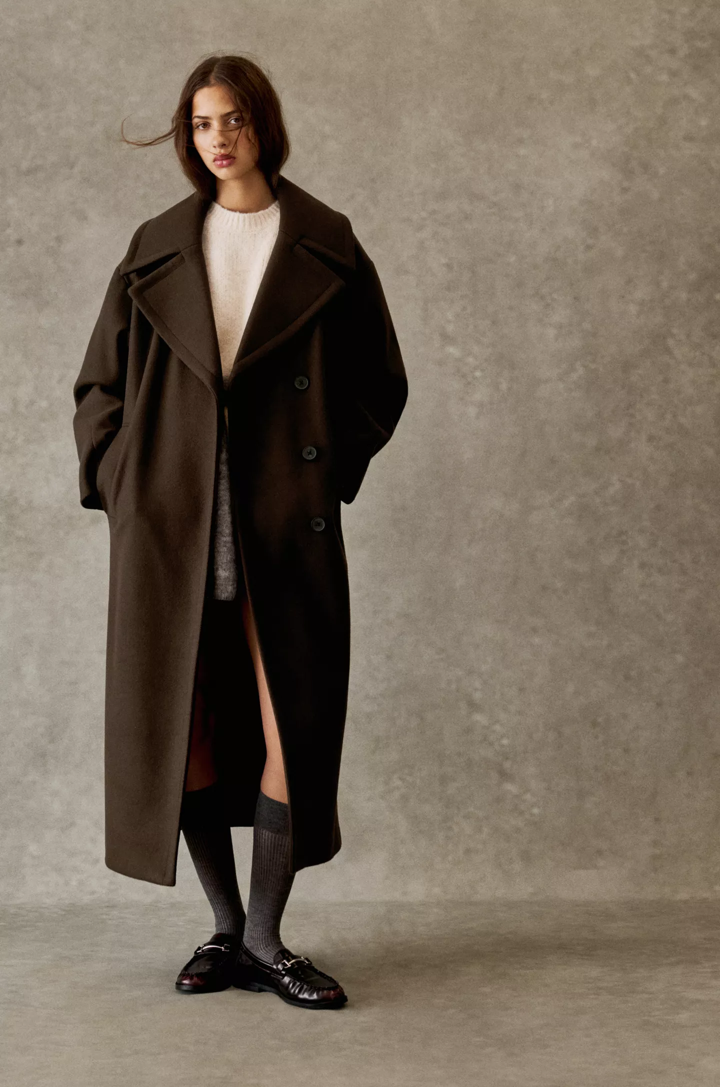 Long soft felt texture coat