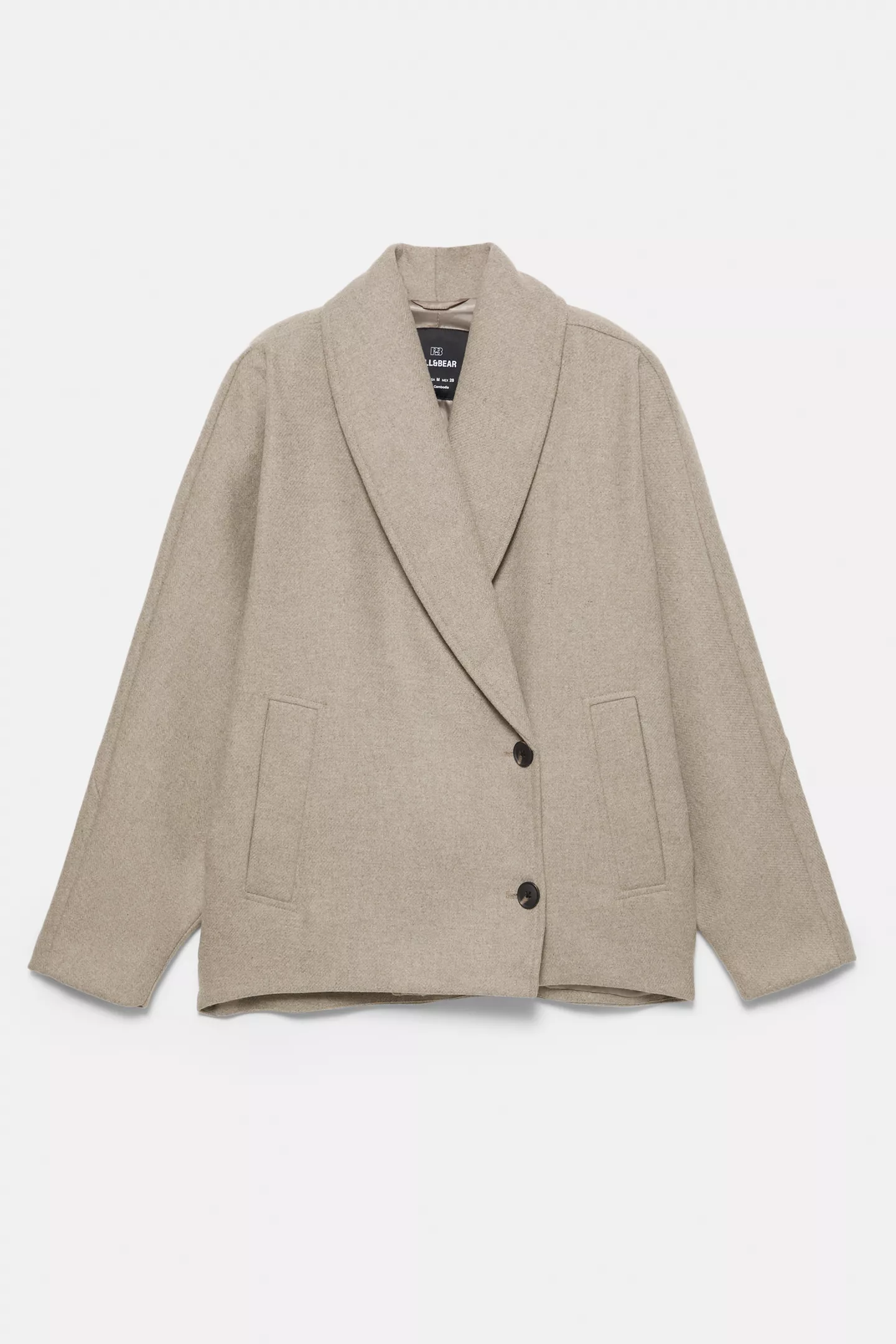 Short felt texture coat with voluminous sleeves