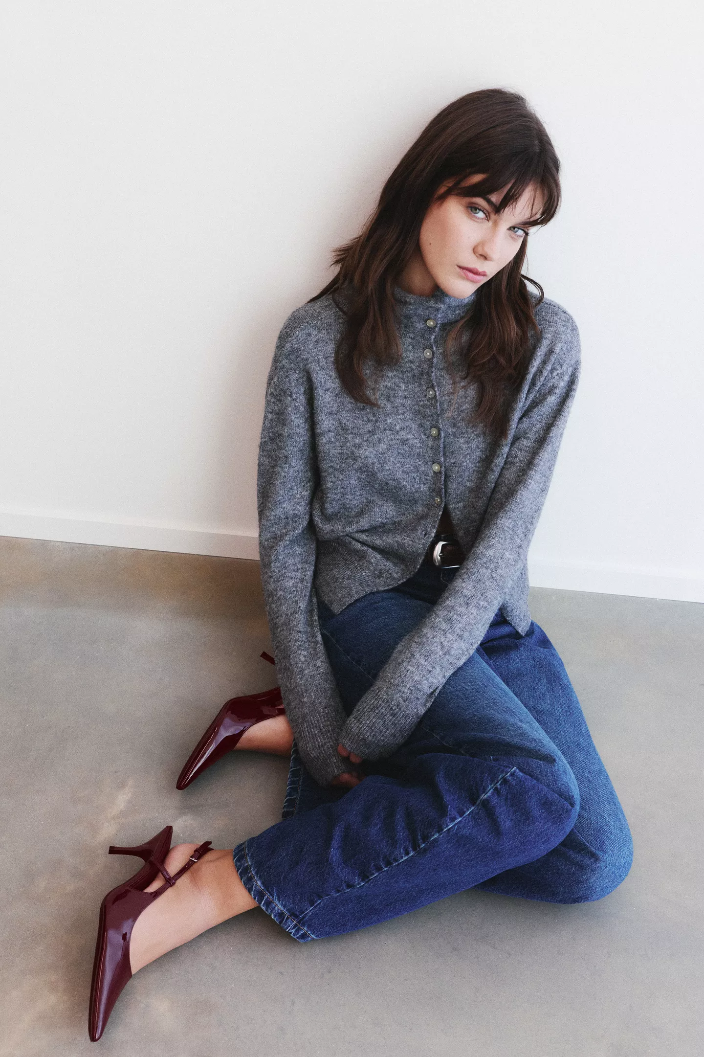 Faux patent leather high-heel shoes