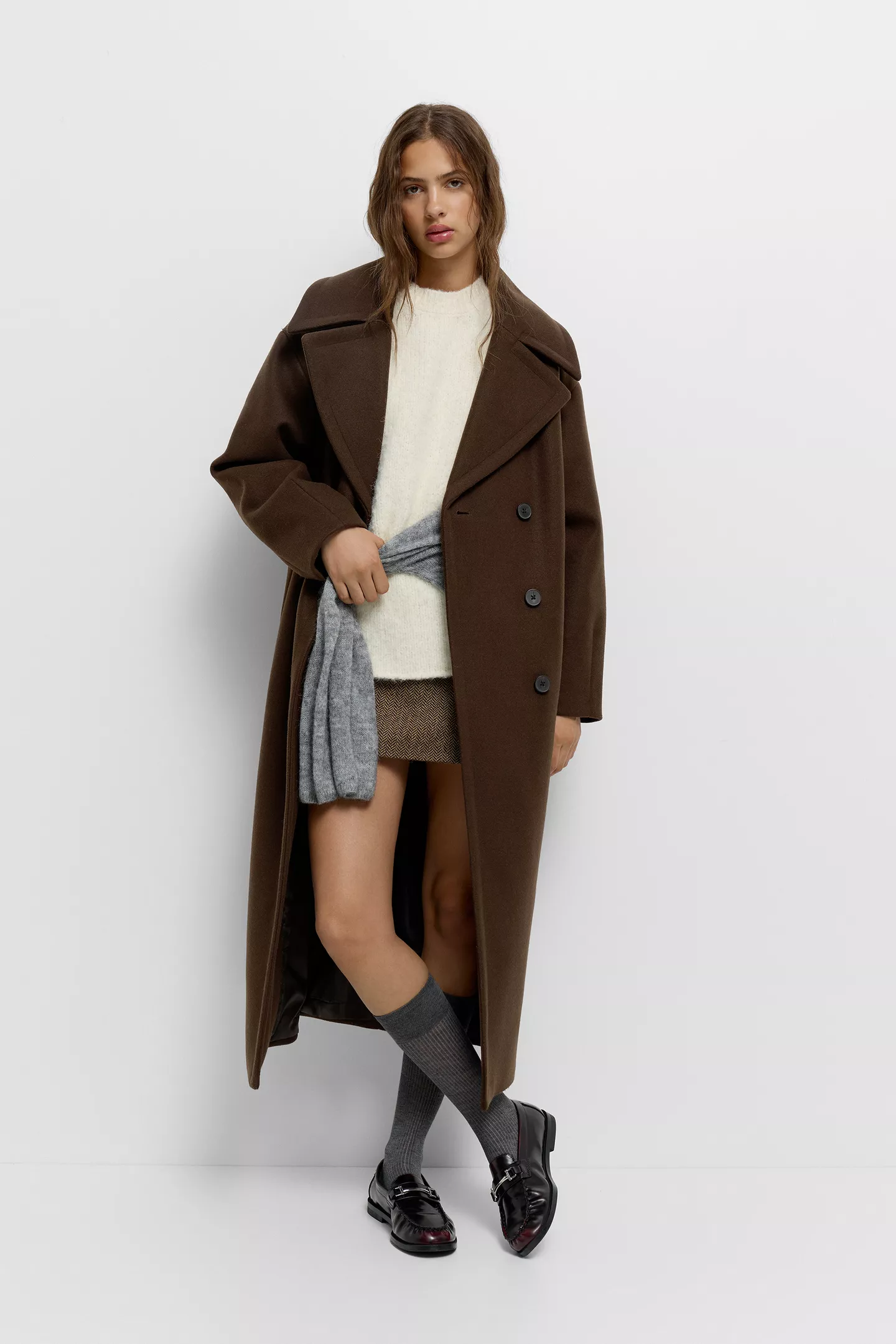 Long soft felt texture coat