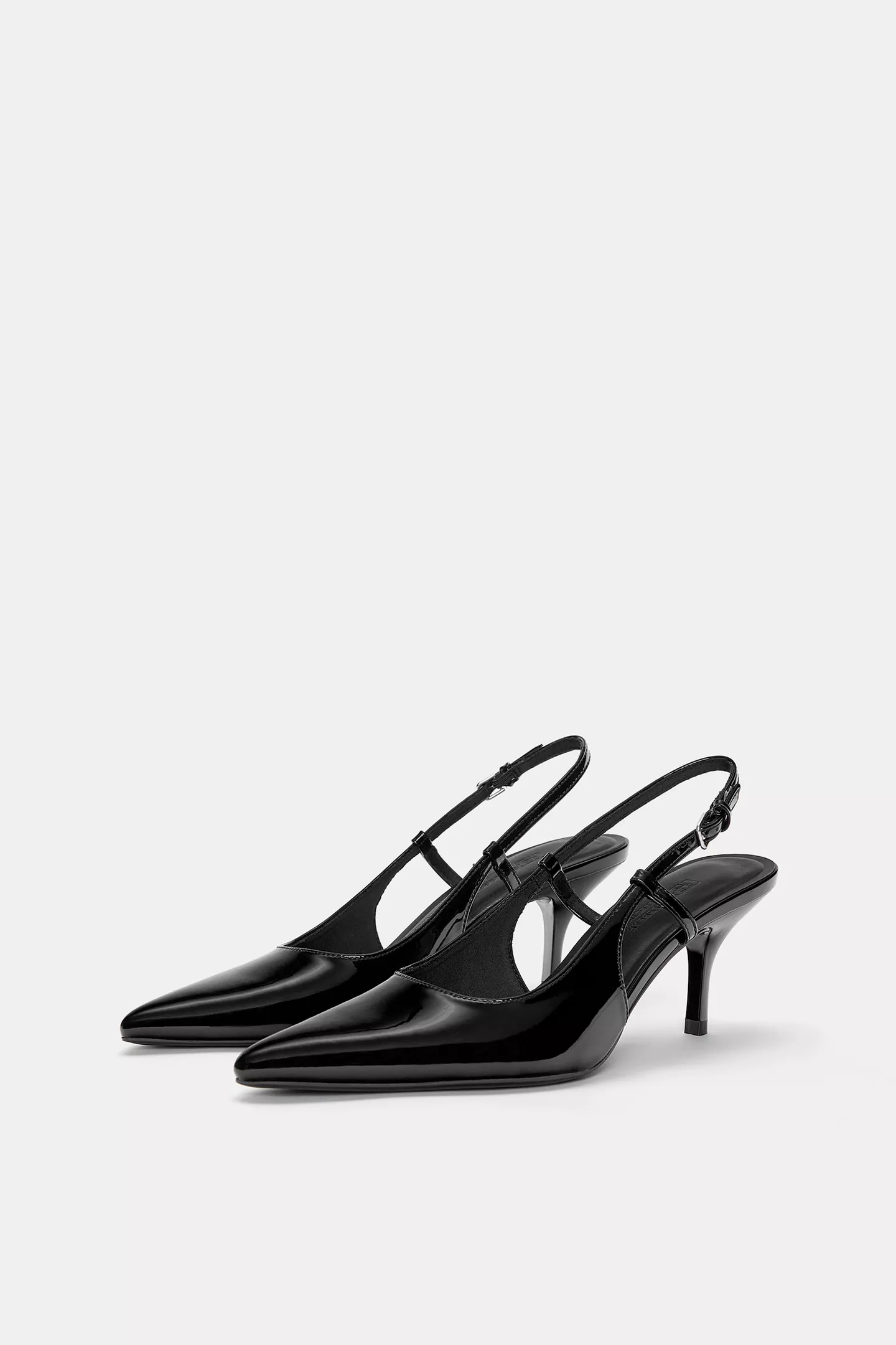 Faux patent leather high-heel shoes