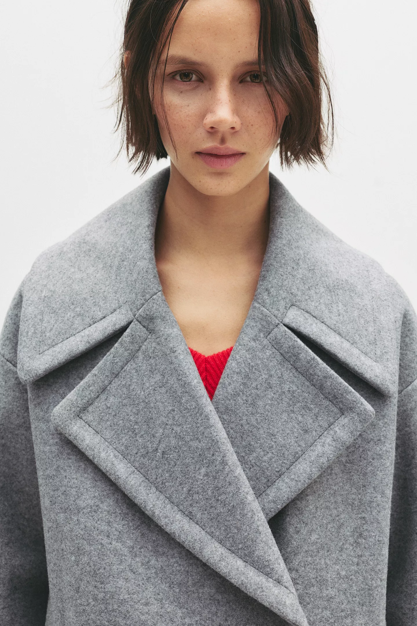 Long soft felt texture coat