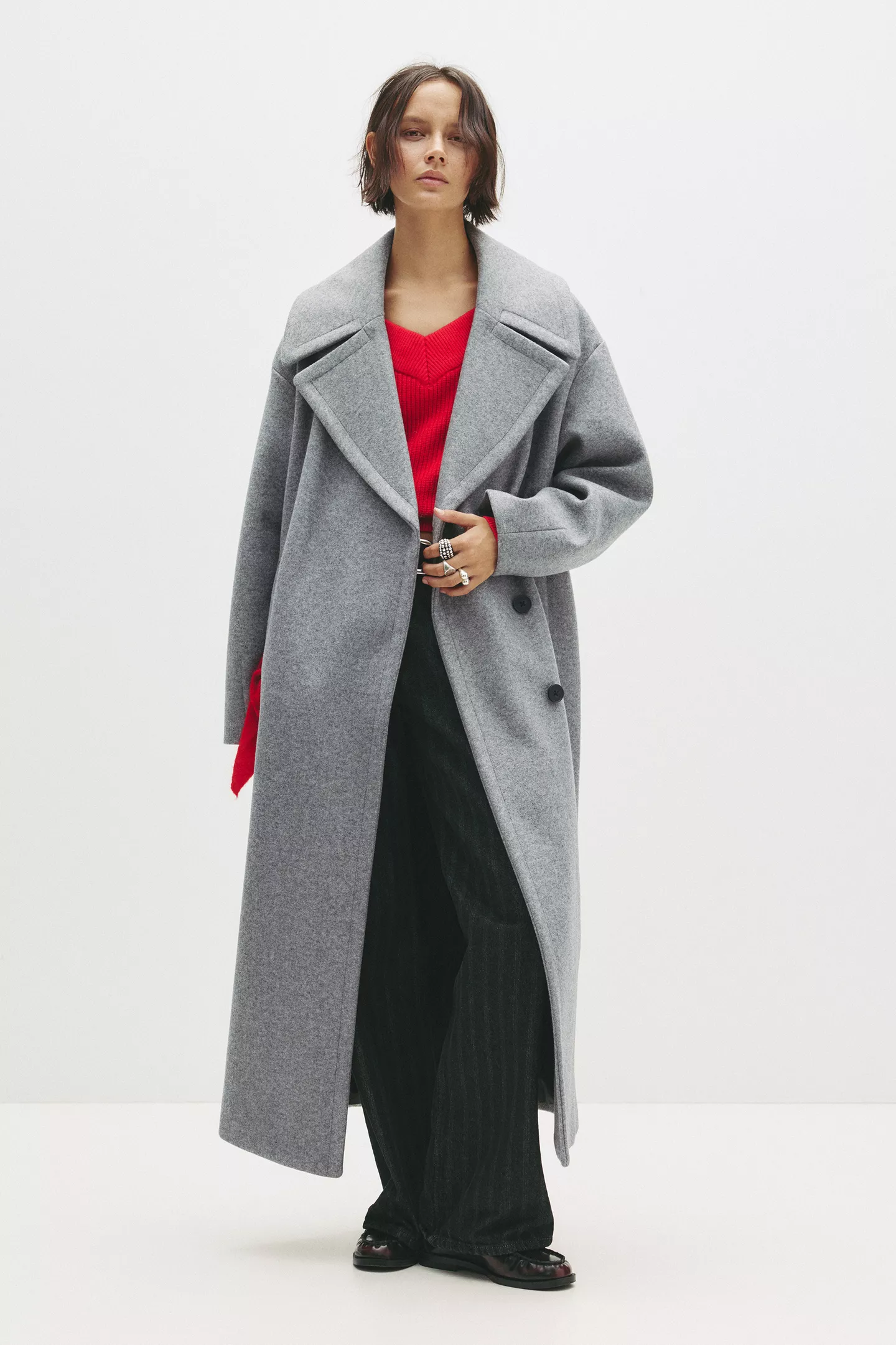 Long soft felt texture coat