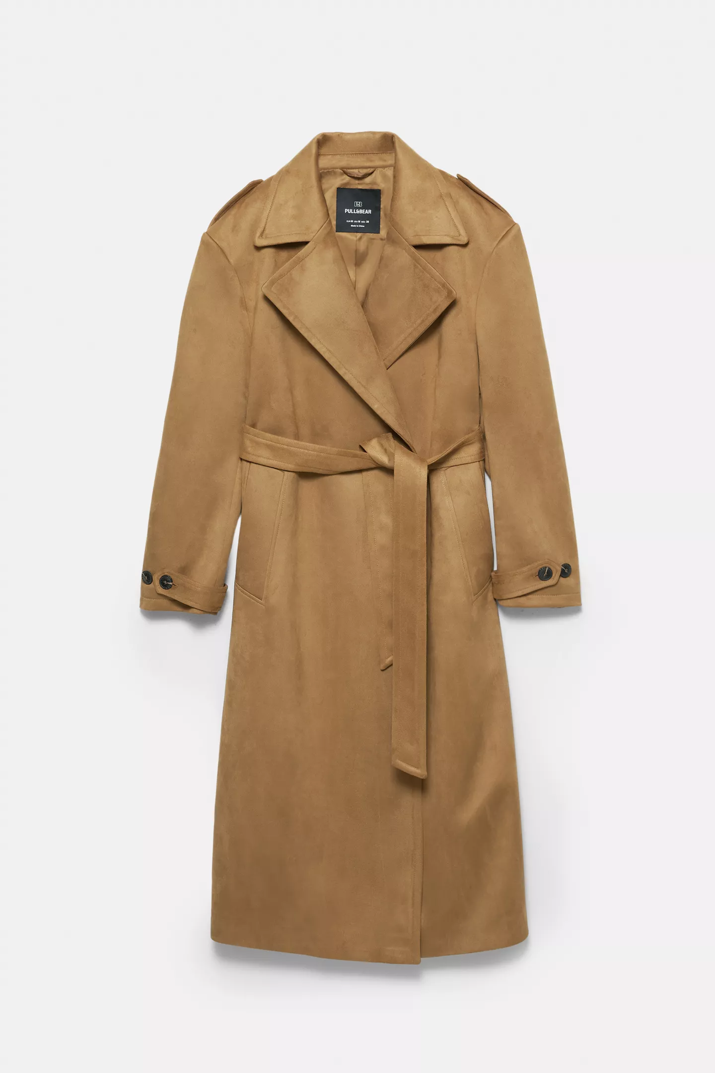 Faux suede trench coat