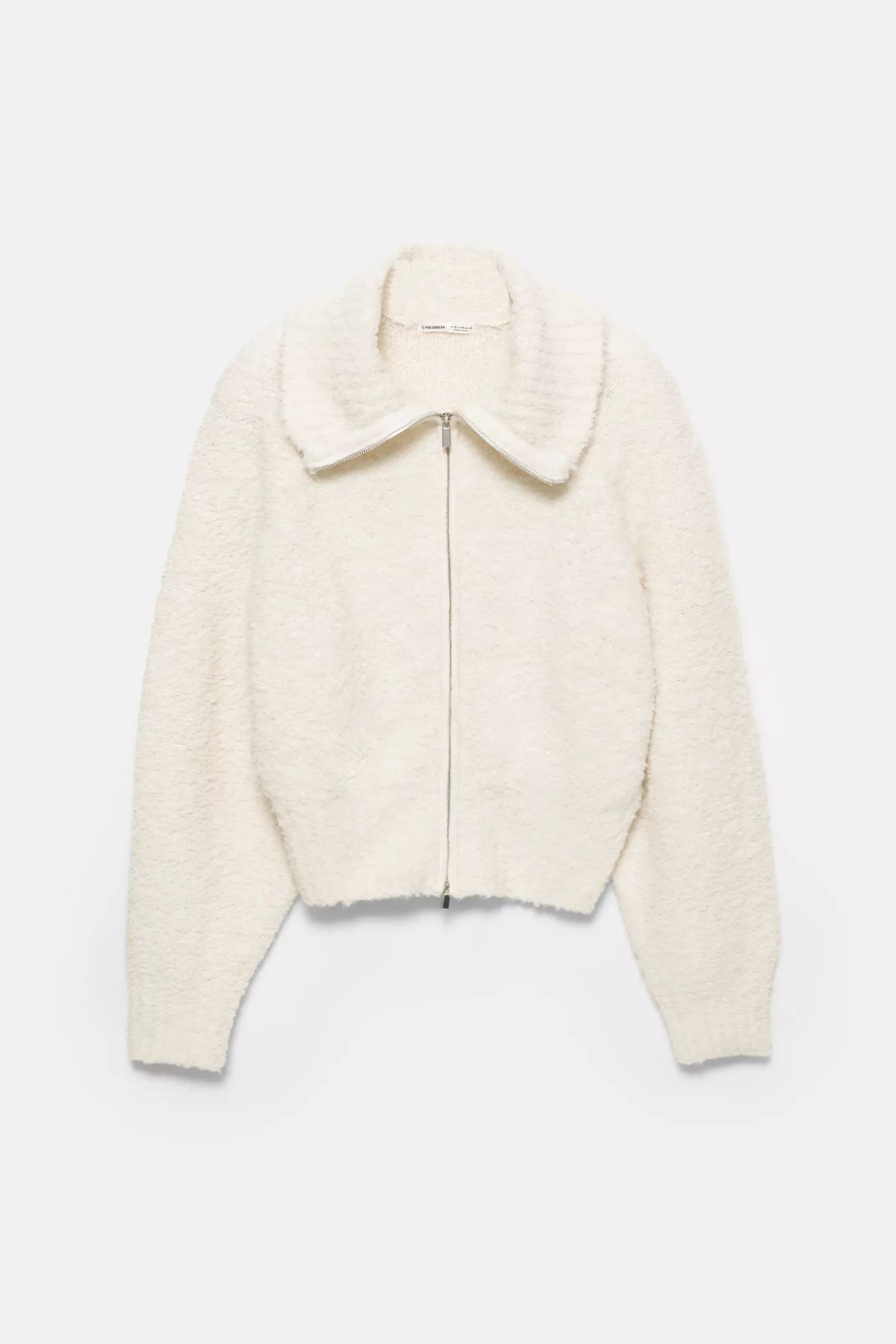 Bouclé zip-up cardigan