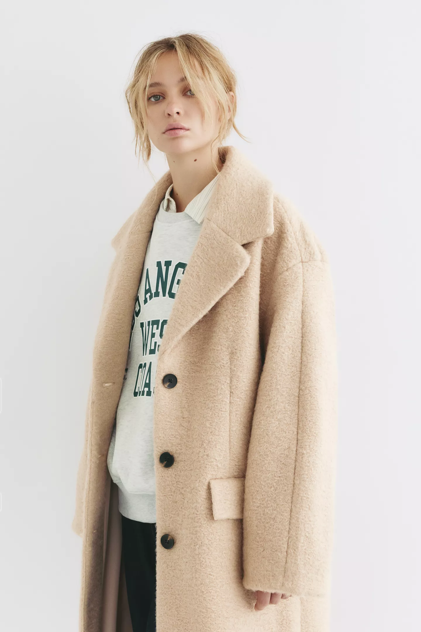 Long bouclé coat