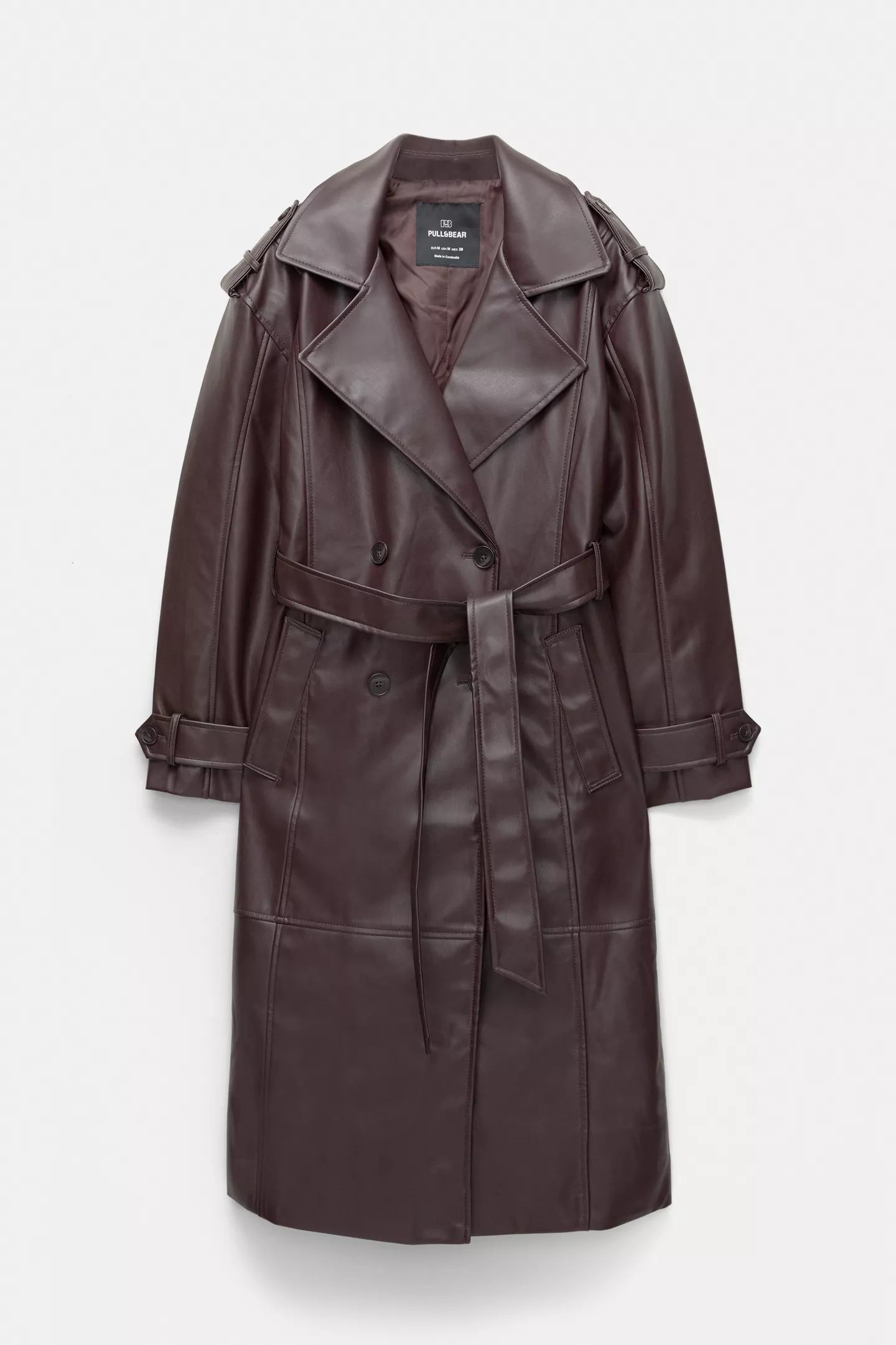 Faux leather trench coat