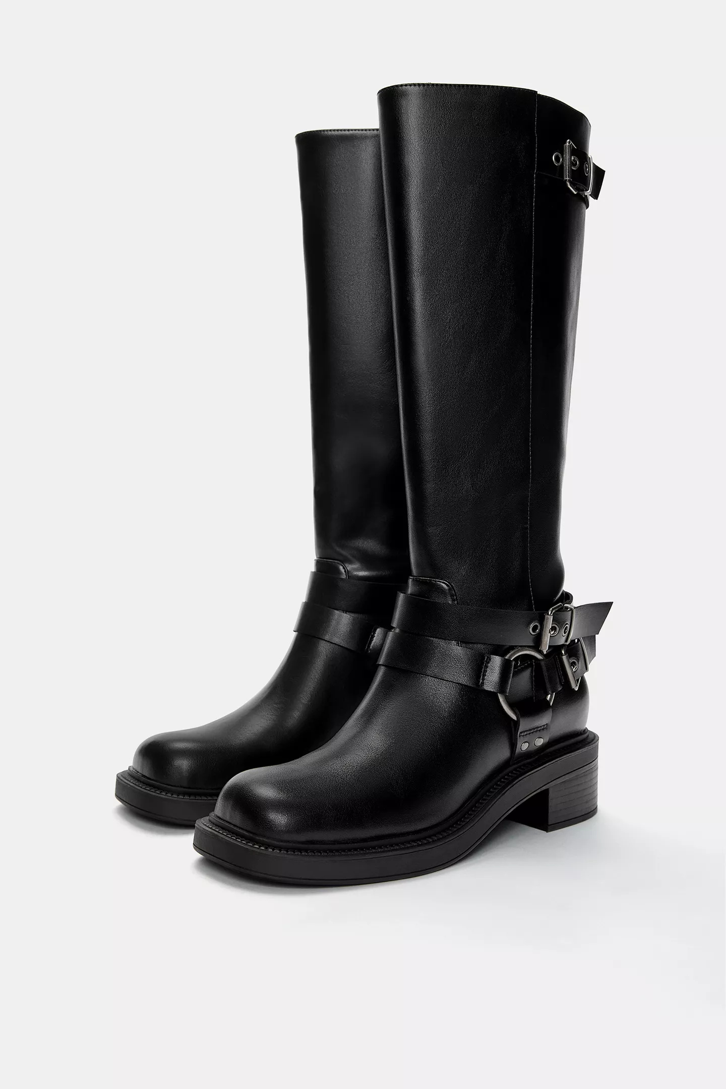 Buckle biker boots