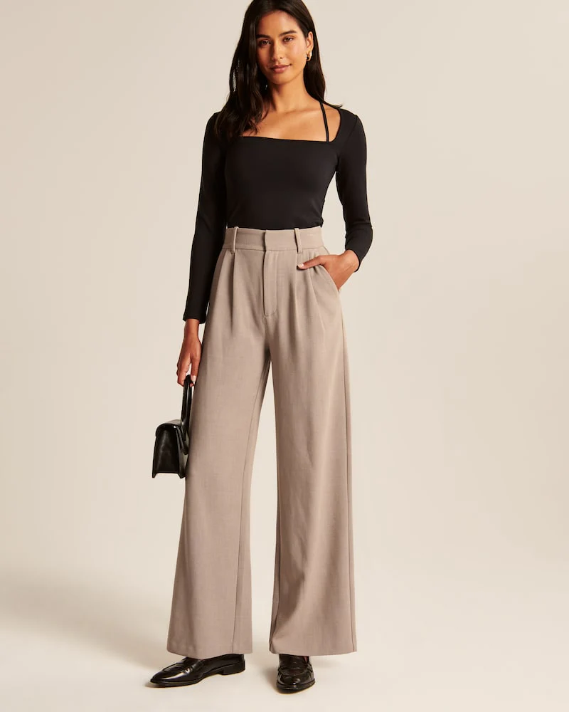 Taupe Wide-Leg Pants