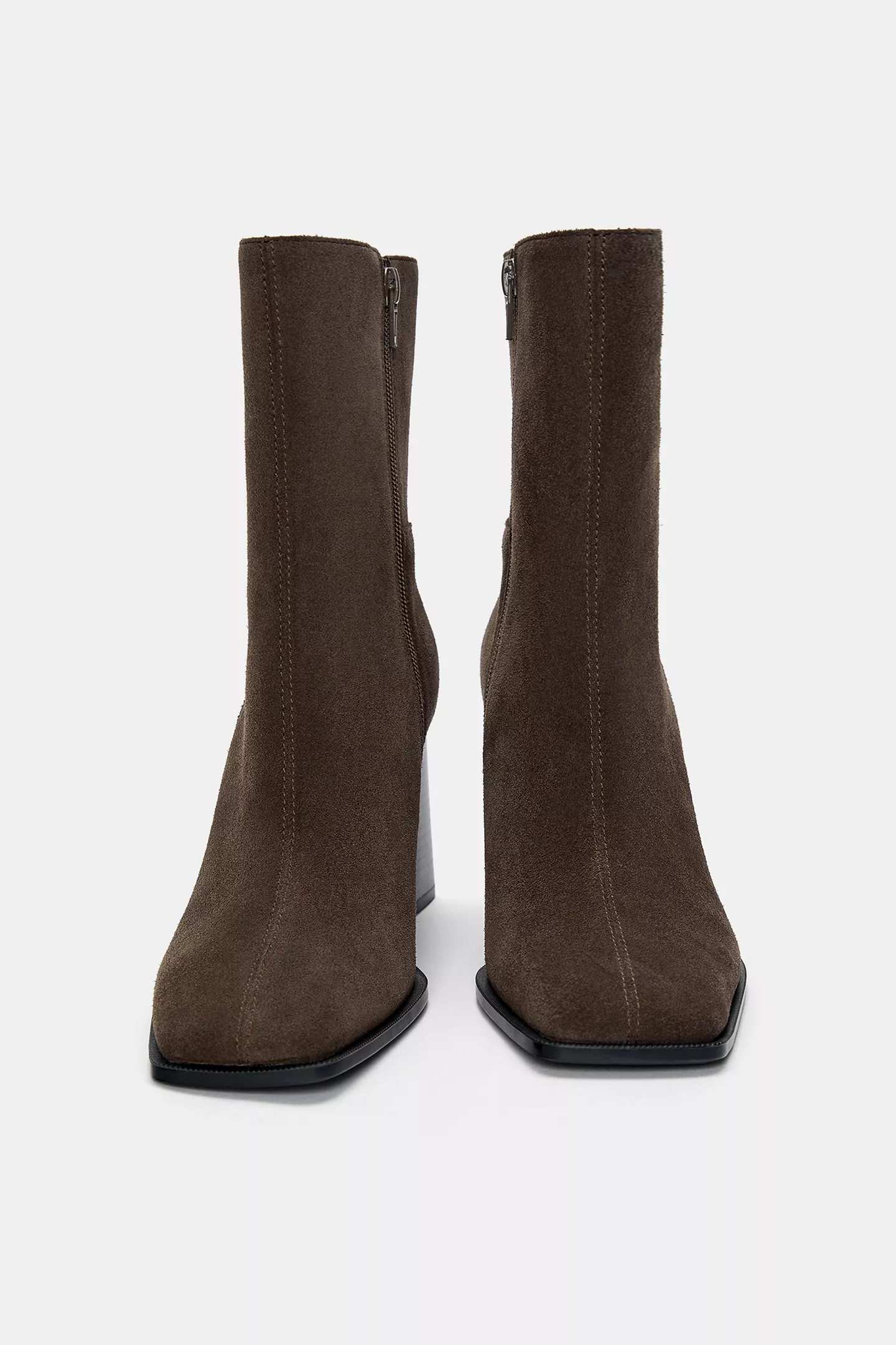 Leather high-heel ankle boots